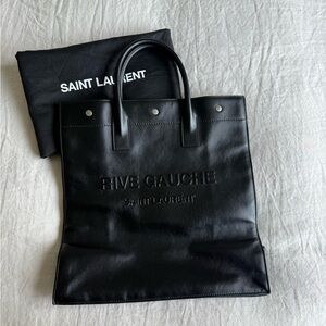 YSL Rive Gauche Tote in Black Smooth Leather